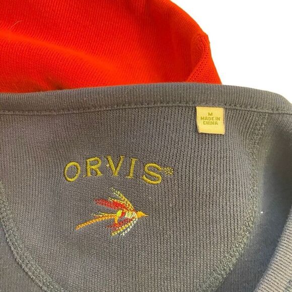 Lot of 2 Orvis medium long sleeve comfy sweater red and blue - Picture 5 of 7